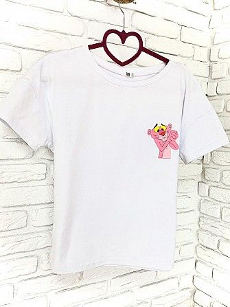 Женская футболка хлопок белая с принтом Pink panther Розовая пантера SKL59-259659 Киев - изображение 1