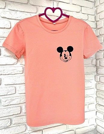 Женская футболка хлопок розовая с принтом Mickey Mouse микки маус SKL59-259641 Киев - изображение 1