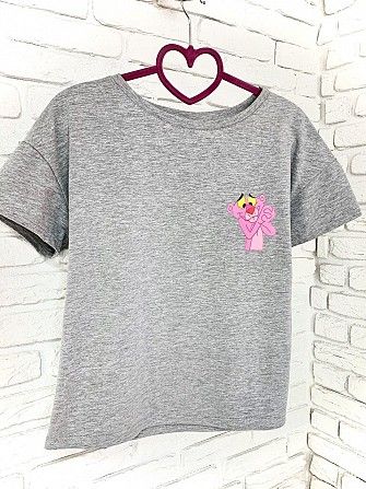 Женская футболка хлопок серая с принтом Pink panther розовая пантера SKL59-259664 Киев - изображение 1