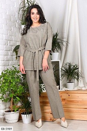 Костюм деловой батал бежевый SKL11-260607 Киев - изображение 1