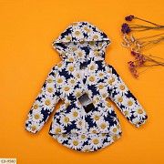 Детская демисезонная парка с капюшоном ромашки синяя SKL11-260962 Киев