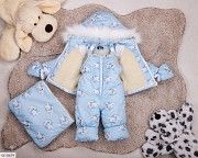 Детский зимний комбинезон тройка с мишками голубой SKL11-260915 Киев