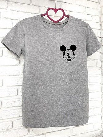 Женская футболка хлопок серая с принтом Mickey Mouse микки маус SKL59-259642 Киев - изображение 1