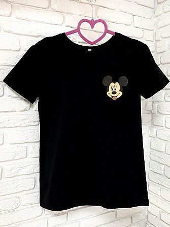 Женская футболка хлопок черная с принтом Mickey Mouse микки маус SKL59-259640 Киев - изображение 1