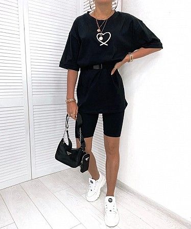 Женский костюм футболка oversize и велосипедки SKL11-259312 Киев - изображение 1