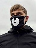 Маска многоразовая черная принт носик SKL59-259541 Киев