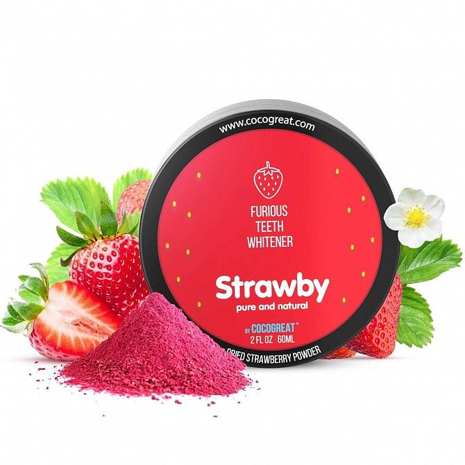 Зубной порошок Cocogreat Strawby для отбеливания зубов клубникой 30 г SKL30-150544 Київ - изображение 1