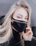 Маска женская многоразовая со стразами защитная черная (белые стразы) SKL59-259551 Киев