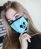 Маска защитная тканевая черно-бирюзовая,многоразовая с рисунком SKL59-259484 Киев