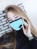 Маска защитная тканевая черно-бирюзовая,многоразовая с рисунком SKL59-259485 Киев