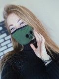 Маска защитная тканевая черно-зеленая,многоразовая с рисунком SKL59-259482 Киев