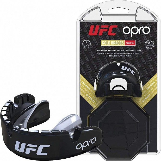 Капа Opro Gold Braces Ufc Hologram Black Metal-Silver SKL24-145154 Киев - изображение 1