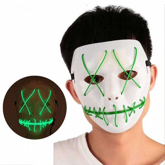 Неоновая Маска для вечеринок с подсветкой Led Mask 1 Green SKL25-149768 Киев - изображение 1