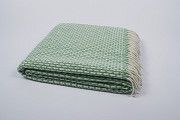 Шерстяной плед Vladi Рогожка бело-оливковый Двуспальный 170х210 SKL53-239762 Киев