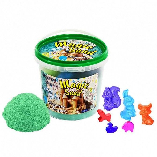 Кинетический песок Strateg Magic sand, светится в темноте, мятного цвета, ведро 1кг SKL11-237232 Київ - изображение 1