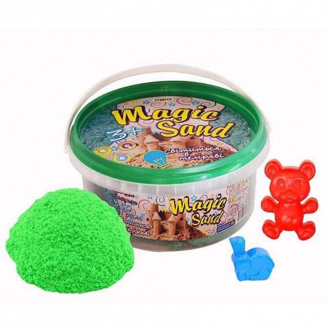 Кинетический песок Strateg Magic sand, светится в темноте, мятного цвета, ведро 350 г SKL11-237240 Киев - изображение 1