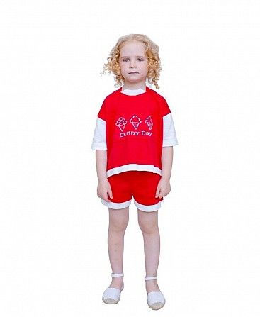 Костюм для дівчинки Sunny Day Червоний 110/116 футболкашорти SKL58-252272 Київ - изображение 1