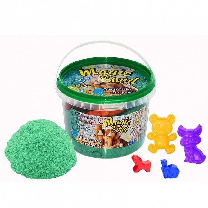 Кинетический песок Strateg Magic sand, светится в темноте, мятного цвета, ведро 0,5 кг SKL11-237236 Киев - изображение 1