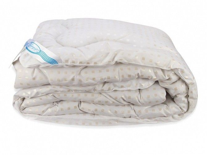 Одеяло Лебяжий Пух Leleka-Textile Евро 200х220 Белое в квадратик SKL53-239867 Киев - изображение 1