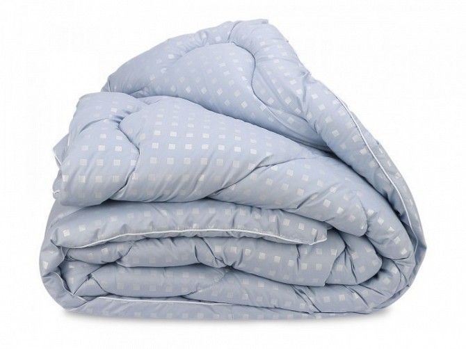 Одеяло Лебяжий Пух Leleka-Textile Евро 200х220 Голубое в квадратик SKL53-239869 Киев - изображение 1