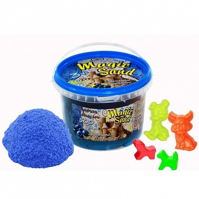 Кинетический песок Strateg Magic sand, голубого цвета с ароматом черники, ведро 0,5 кг SKL11-237250 Киев - изображение 1