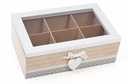 Коробка для чая деревянная, 6 отделений со стеклянной крышкой SKL11-250049 Киев