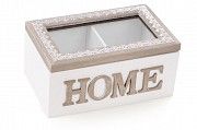 Коробка для чая, 2 отделения деревянная 16.5 см Home со стеклянной крышкой SKL11-250052 Киев
