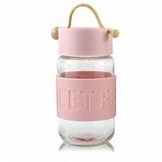 Кружка из стекла с силиконовой крышкой Sweet Feeling розовая SKL11-203697 Киев