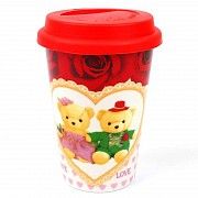 Кружка с силиконовой крышкой в подарочной упаковке Love Bears SKL11-203609 Киев