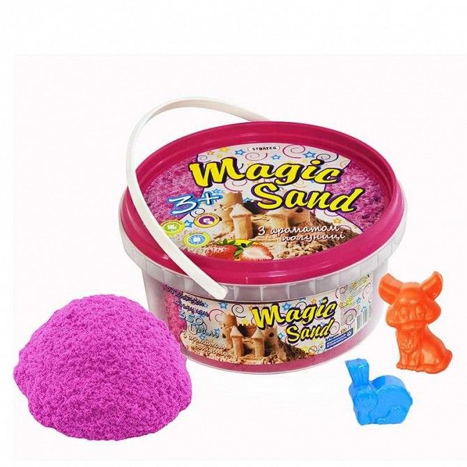 Кинетический песок Strateg Magic sand, розового цвета с ароматом клубники, ведро 350 г SKL11-237253 Киев - изображение 1
