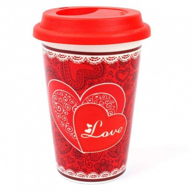 Кружка с силиконовой крышкой в подарочной упаковке Love SKL11-203608 Киев - изображение 1
