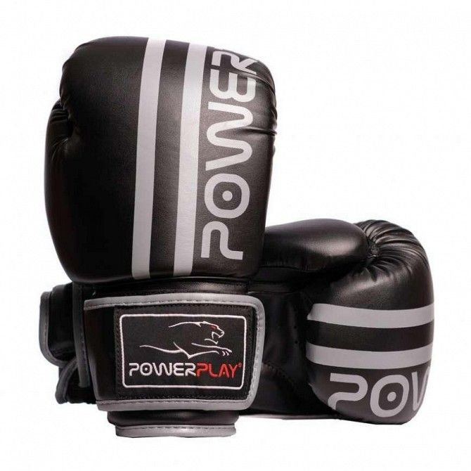 Боксерські рукавиці PowerPlay 3010 Чорно-Сірі 10 унцій SKL24-144002 Киев - изображение 1