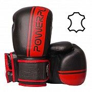 Боксерські рукавиці PowerPlay 3022 Чорно-Червоні, натуральна шкіра 12 унцій SKL24-144044 Киев