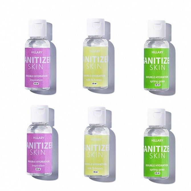 Антисептики Санитайзеры HiLLARY Skin Sanitizer Double Hydration сертифицированный 6 шт по 35 ml SKL1 Киев - изображение 1