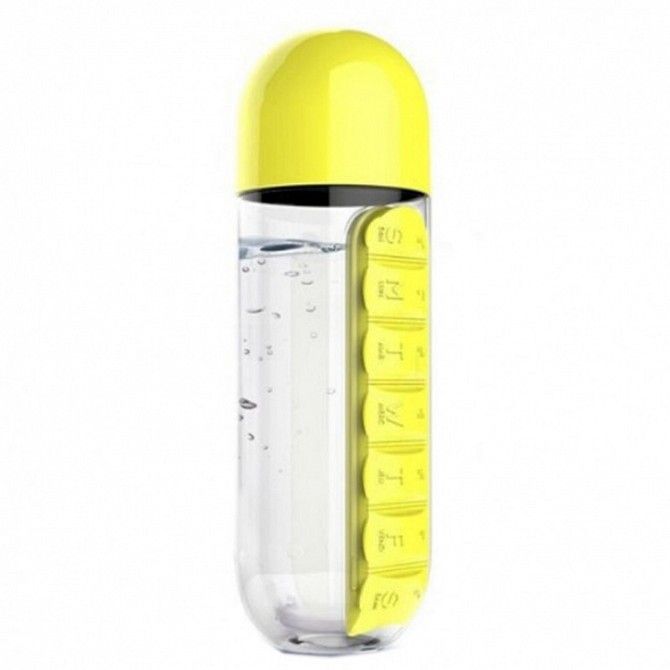Бутылка для воды с таблетницей Pill Vitamin Water Bottle Yellow SKL32-152772 Киев - изображение 1