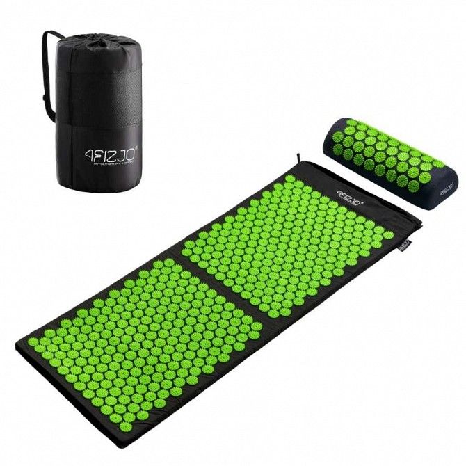 Коврик акупунктурный с валиком 4FIZJO Аппликатор Кузнецова 128 x 48 см Black/Green SKL41-238068 Киев - изображение 1