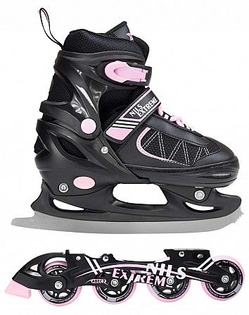 Роликовые коньки Nils Extreme черно-розовые 2 в 1 Size 30-33 NF7103A SKL41-227327 Киев - изображение 1