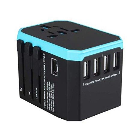 Сетевой универсальный адаптер 4 Usb с Type-C Розеткой для путешествий EU, UK, Usa NA1 SKL25-223346 Киев - изображение 1