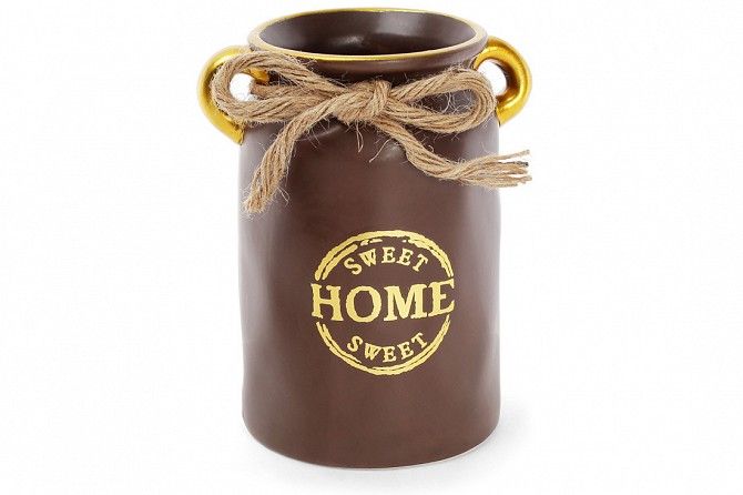 Ваза керамическая Home sweet home 19 см, шоколад с золотом SKL11-249992 Киев - изображение 1