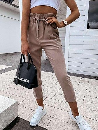 Женские брюки темный беж 42-44 и 44-46 костюмка SKL11-250643 Киев - изображение 1