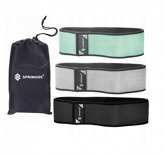 Резинка для фитнеса и спорта тканевая Springos Hip Band 3 шт SKL41-238144 Киев - изображение 1