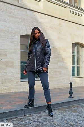 Куртка женская больших размеров черная SKL11-261239 Киев - изображение 1