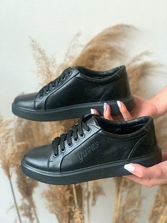 Женские кеды кожаные весна/осень черные Yuves 591 Black Мелитополь - изображение 1