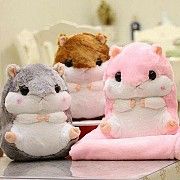 Мягкая игрушка Хомяк 3 в 1 с пледом 170х110 BabySweet розовый, коричневый или серый SKL11-265767 Київ
