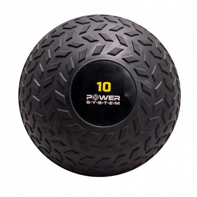 Мяч SlamBall для кросфита и фитнеса Power System черный 10 кг рифленый PS-4116 SKL24-238295 Київ - изображение 1