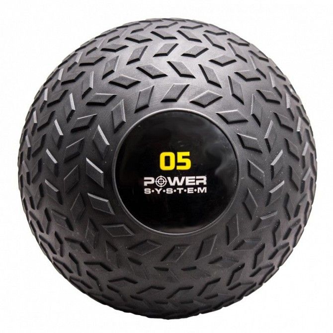Мяч SlamBall для кросфита и фитнеса Power System черный 5 кг рифленый PS-4115 SKL24-238294 Київ - изображение 1