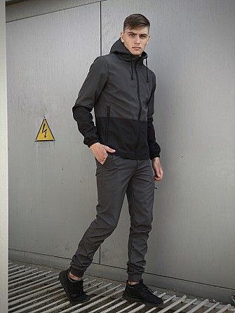 Мужской костюм серо-черный демисезонный Softshell Light Куртка мужская серая, штаны синие черные SKL Киев - изображение 1