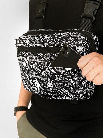 Нагрудная сумка Bunny logo Мужская Сумка барсетка Черная - Белая SKL59-259698 Киев - изображение 1