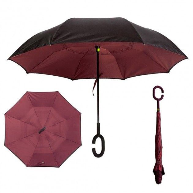 Зонт обратного сложения Up-Brella бордовый SKL11-187140 Київ - изображение 1