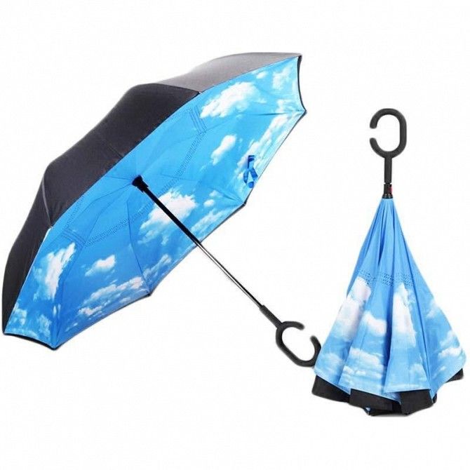 Зонт обратного сложения Up-Brella голубое небо SKL11-187149 Киев - изображение 1